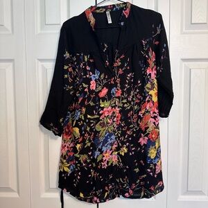 Floral Black Women's Tunic Top